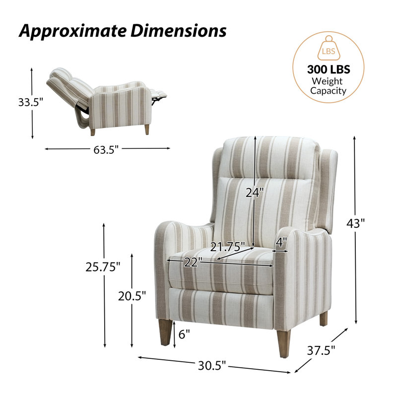 Manual Recliner with Solid Wood Legs, Tan
