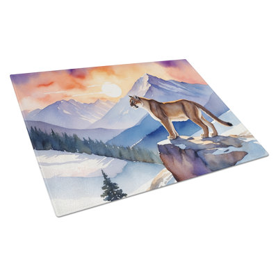 Mountain Majesty Lion Glass Cutting Board