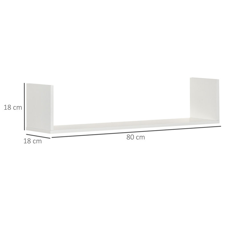 Hachaliah Set of 3 Wooden Floating Shelves Wall Mount CD DVD Storage Display White