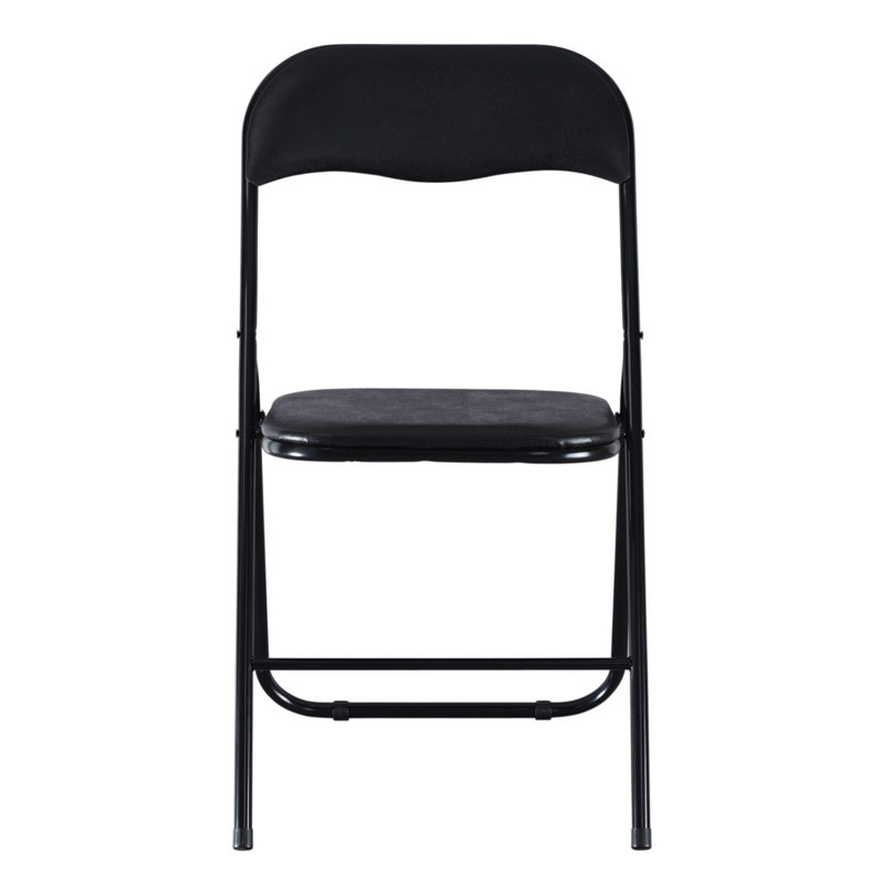 Naveeda Upholstered Padded Stackable Folding Chair Folding Chair Set, Black