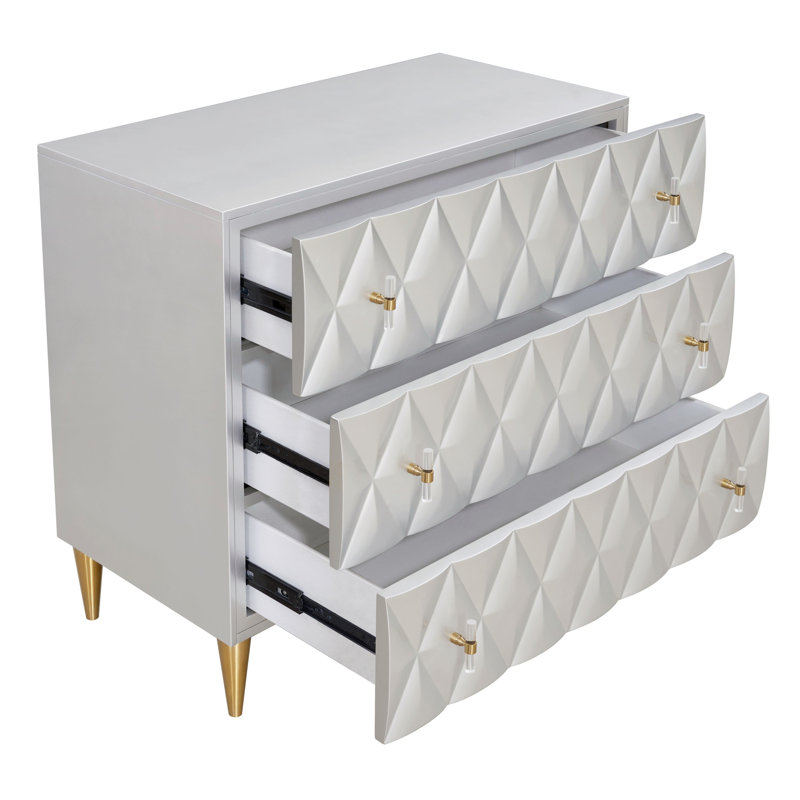 Metallic Silver And Champagne 3-Drawer Console Cabinet