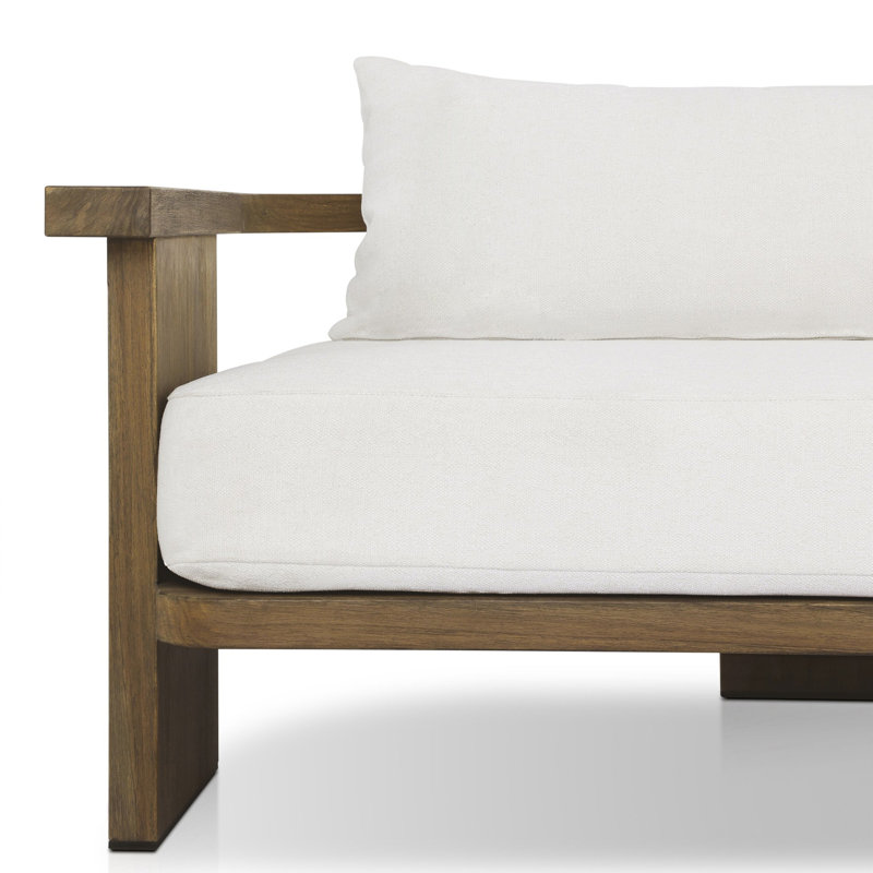 Tahana Outdoor 4 - Seat Patio Sofa, White, Brown Wood