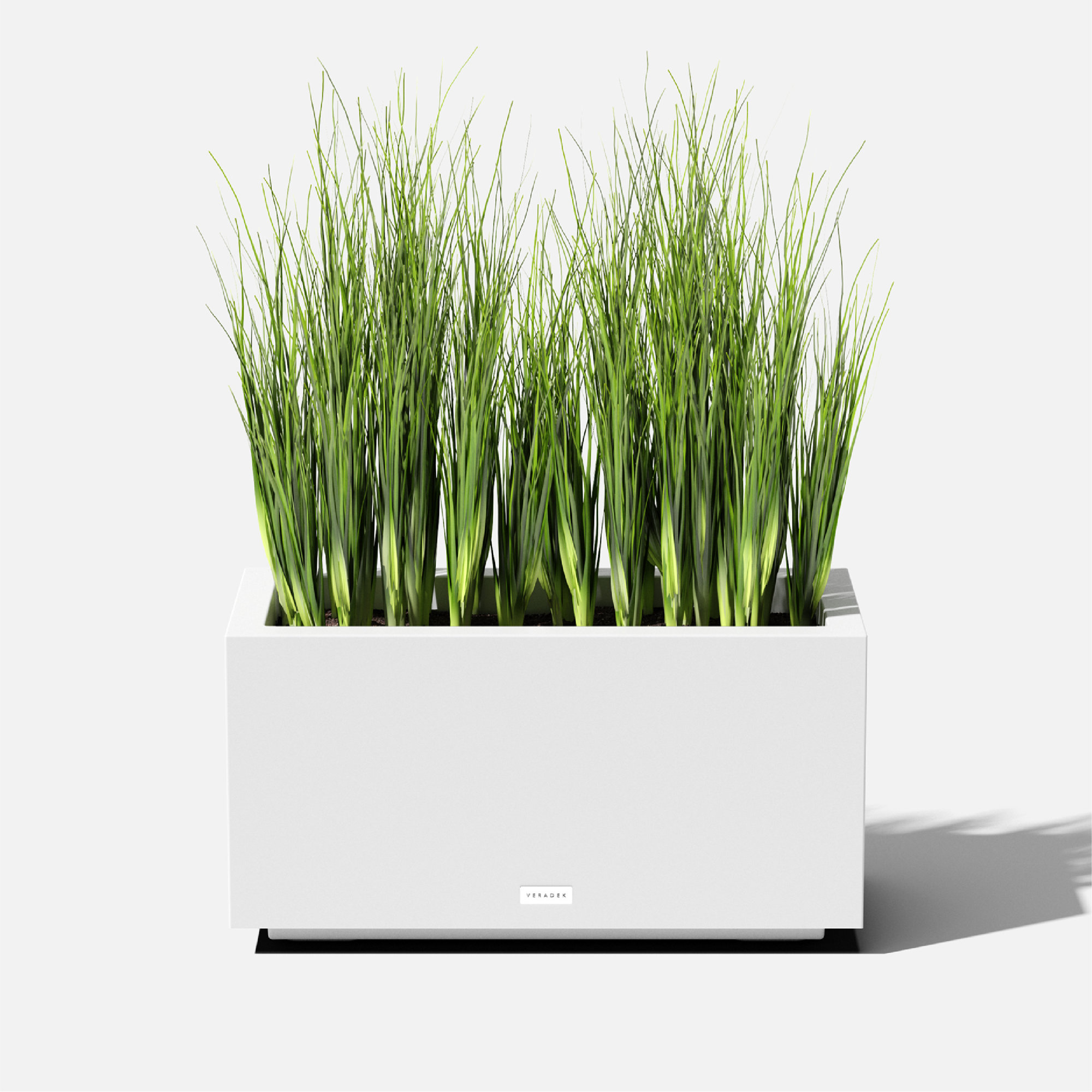 Block Series Long Box Planter, White, 13.25” H x 24.75” W x 11” D