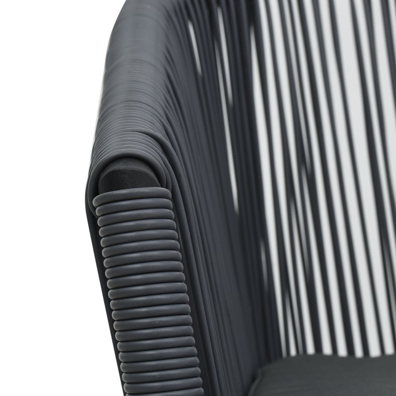 Klingensmith Patio Chair with Cushions, Gray Frame/Gray Cushion