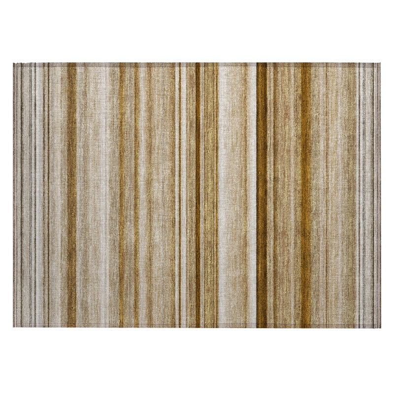 2' X 3' Chocolate Striped Washable Non Skid Indoor Outdoor Area Rug