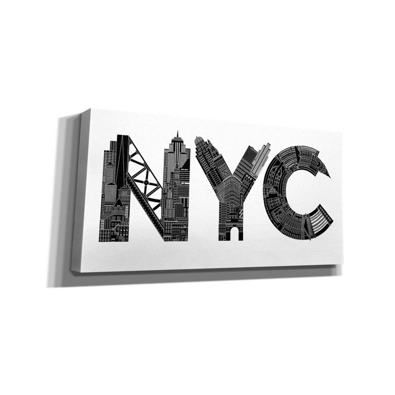 " NYC " by Robert Farkas, 12" H x 24" W x 0.75" D
