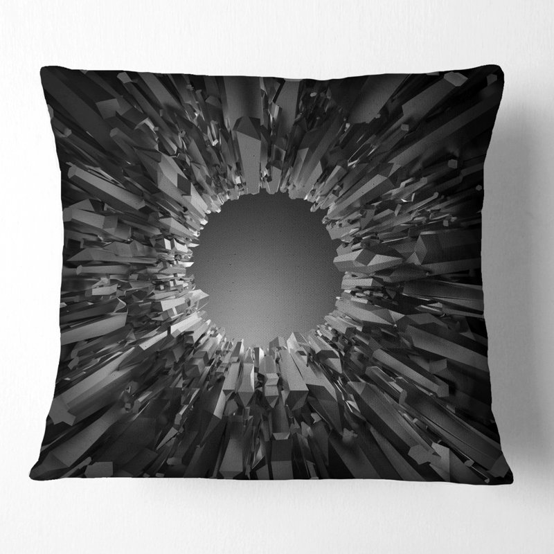 Futuriste fond noir - coussin abstrait imprimé, 18 po x 18 po, Coussin décoratif