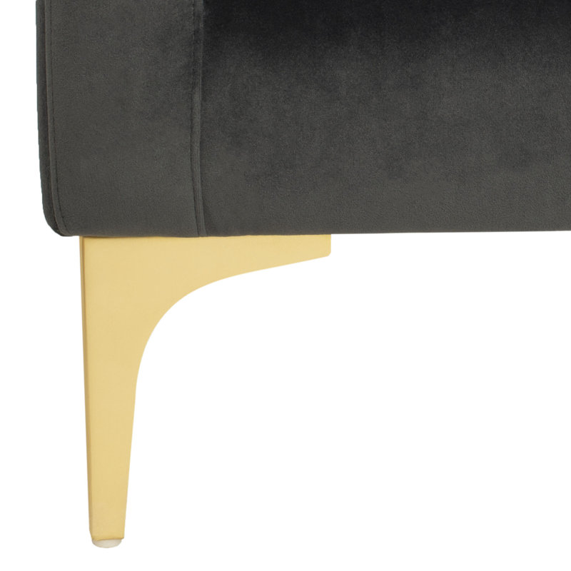 Westman Velvet L-Shaped Sectional, Dark Gray , Gold, Right Hand Facing