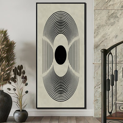 Vortex rétro noir et beige - art mural moderne Mid-Century, impression sur toile moderne de style Mid-Century noir