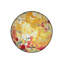 Tapis rond lavable moderne à motif abstrait jaune-50021504