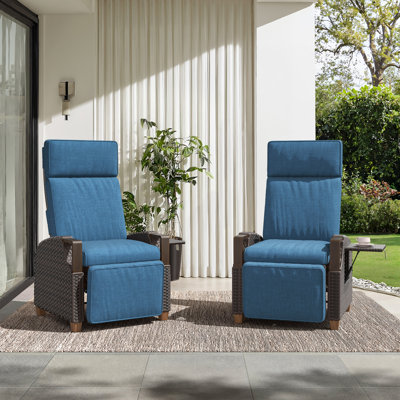 Garden Air Pump Lounge Chair with Cushion, Independent Back & Footrest Adjustment, Set of 2