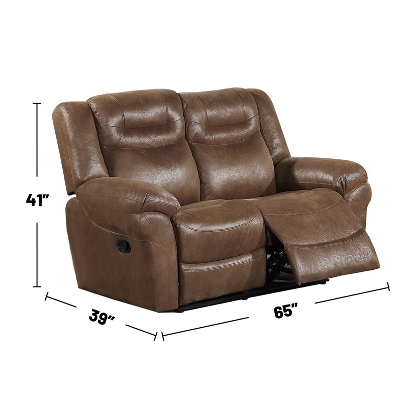 Mahmod 65'' Faux Leather Reclining Loveseat, Brown Faux Leather