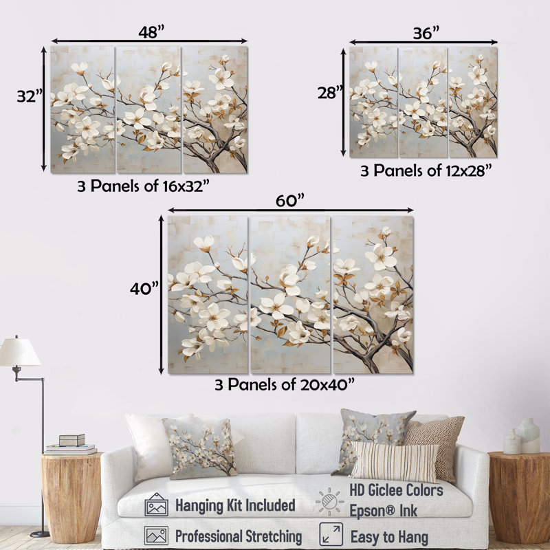 Ensemble de salon Beige et blanc Dogwood Peacefulness - Dogwood, H 40 po x l 60 po x P 1 po