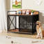 Grands meubles chenil pour chien - Caisse en bois avec rangement, finition brune spacieuse pour chiens-650496304-650496318