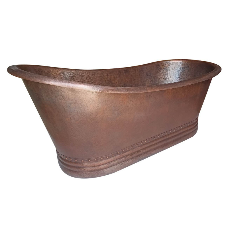 Baignoire à piédestal en cuivre 72 po x 20 po