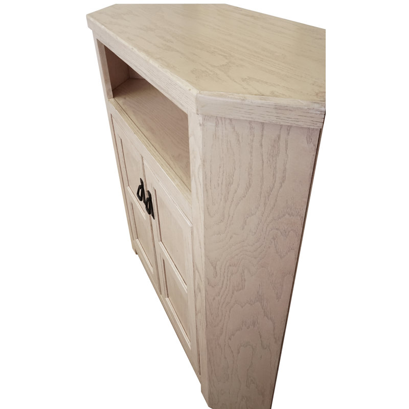 Mission Unfinished Corner TV Stand for TVs up to 48", Bright White Oak