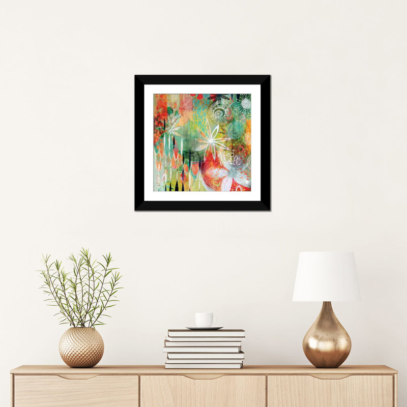 « inspire » par stéphanie corfee, impression sur toile, H 16 po x l 16 po x P 1 po, Papier avec cadre noir, Blanc