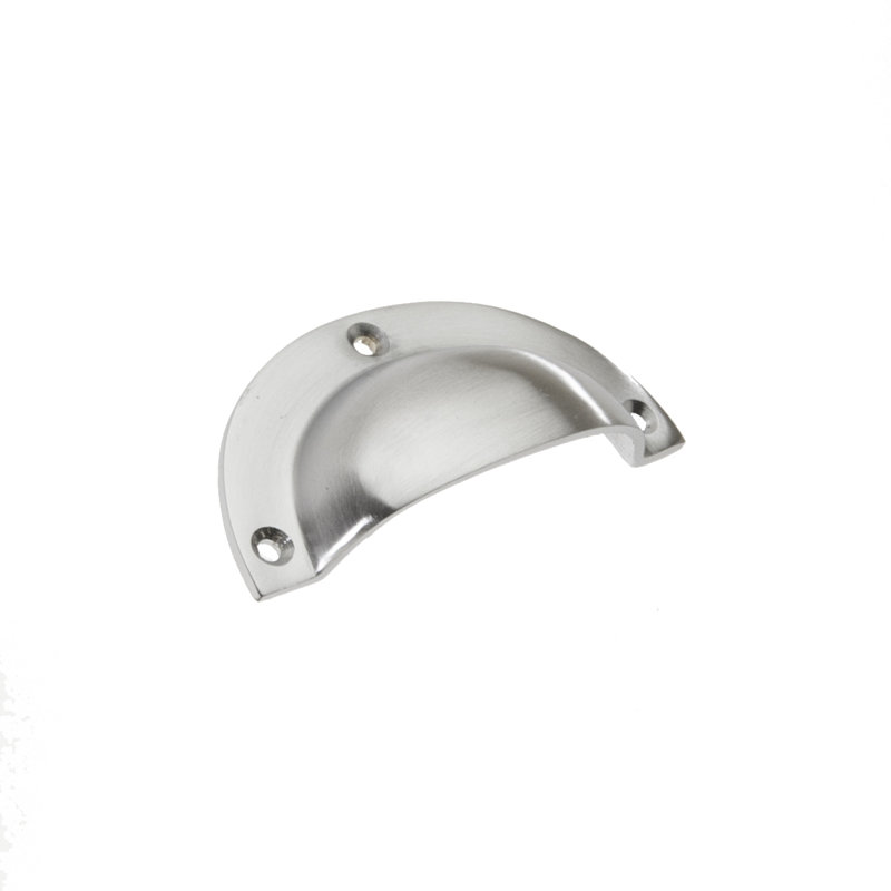 Elis Pull Cup/Bin Handle, Brushed Satin Chrome