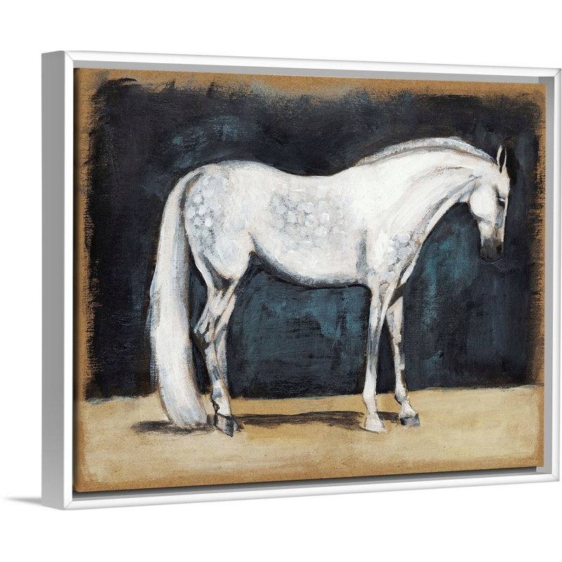 Équitation, art mural sur toile V, H 13 po x l 16 po x P 2 po, Toile avec cadre blanc