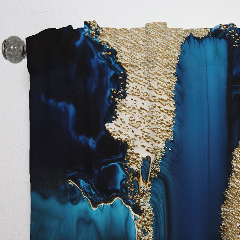 Abstrait géométrique Waves Gold II - rideau en velours moderne - obscurcissant - 1 panneau, L 52 po x L 108 po