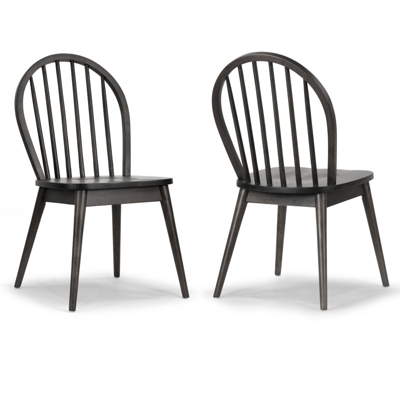 Chaise d'appoint à dossier Windsor en bois massif Tivoli, Black Washed