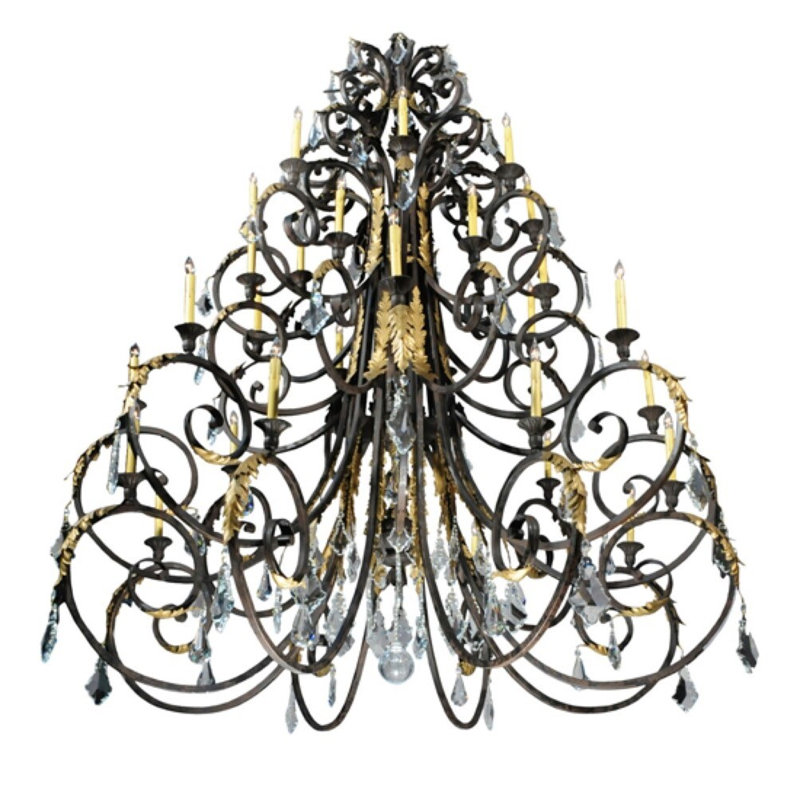 Serratina 32 - Light Steel Dimmable Chandelier