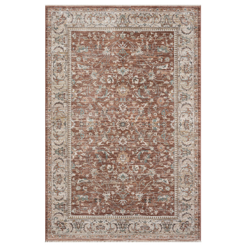 Tapis d'intérieur tissé en polyester Heritage, Rouille, 2 pi 2 po x 7 pi 7 po