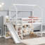 Lit mezzanine simple en bois avec glissade, tablettes de rangement et amp; Léger - aucun sommier requis, robuste et amp; Élégant-1090321176