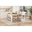 Table de salle à manger extensible avec plateau pliable, table de bar avec tiroirs et prise de courant, îlot de cuisine avec roulettes et crochets, buffet pour la cuisine et la salle à manger (blanc crème et naturel)-823059339
