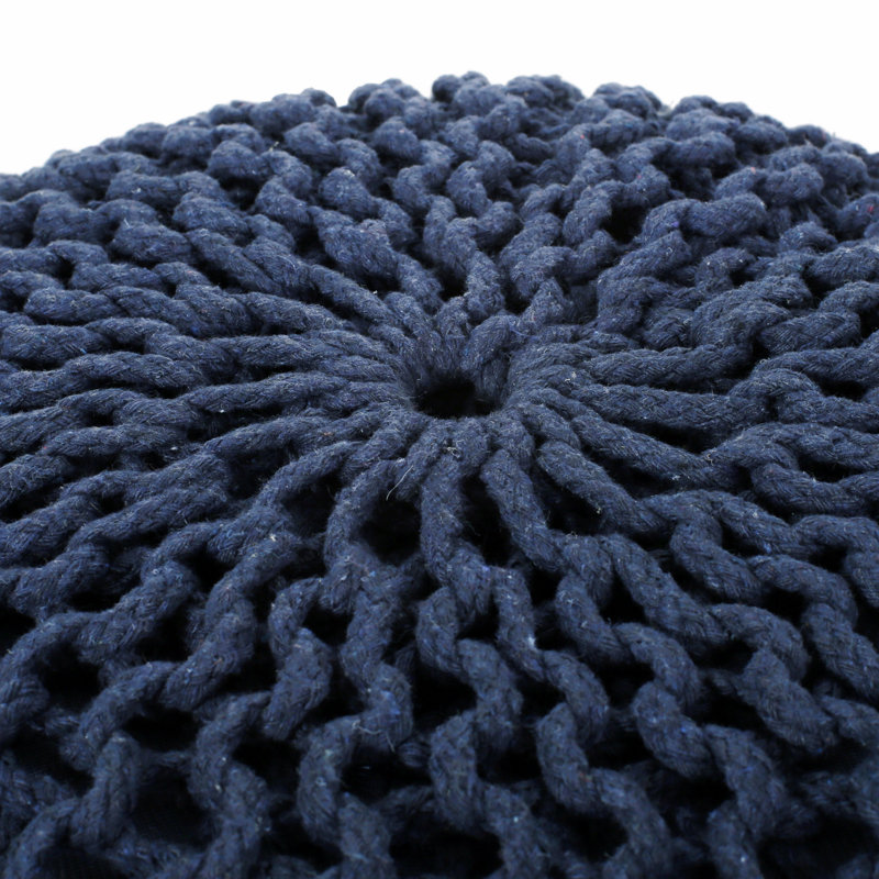 Pouf rond en coton Bordeaux, H 14 po x l 20 po x P 20 po, Bleu foncé