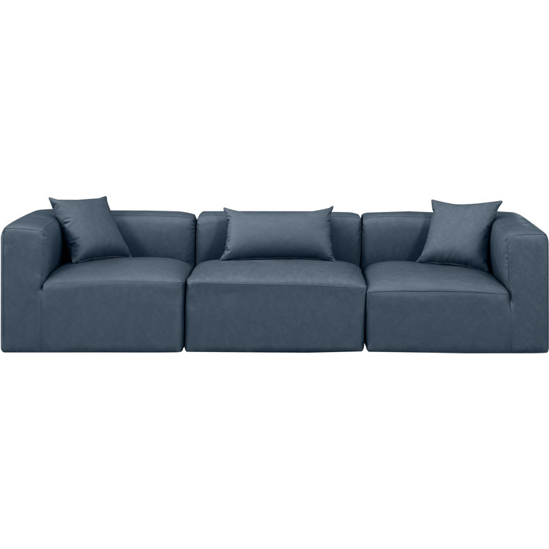 Houswerth Upholstered Sectional Reversible, Navy Vegan Leather