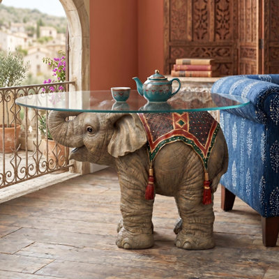 Table basse à figurine d'éléphant Jaipur