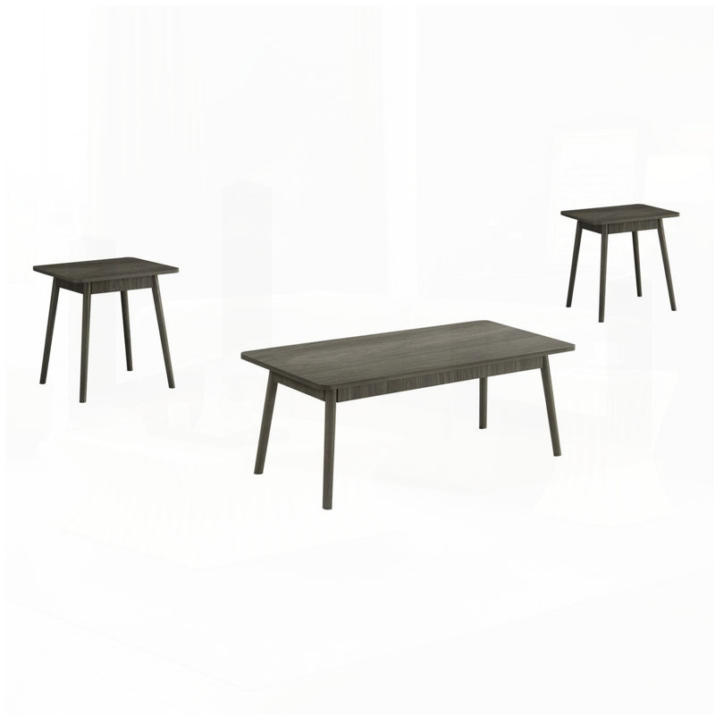 3-Piece Mid-Century Coffee Table Set Grey, Grey
