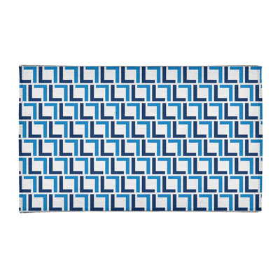 Tapis géométrique bleu / blanc