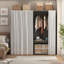 Armoire en métal autoportante avec rideau transparent et tablette de rangement