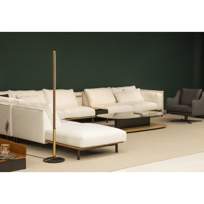 Linea LED Floor Lamp, Gold/Black, Walnut