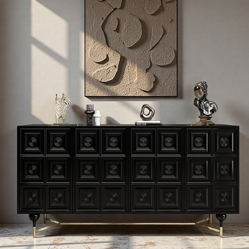 Armoire de hall d'entrée italienne de luxe, H 35,4 po x l 70,9 po x P 15,7 po , Noir