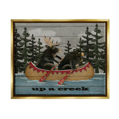 «Up A Creek Woodland Cabin Canoe Floater», art mural par Stephanie Workman Marrott