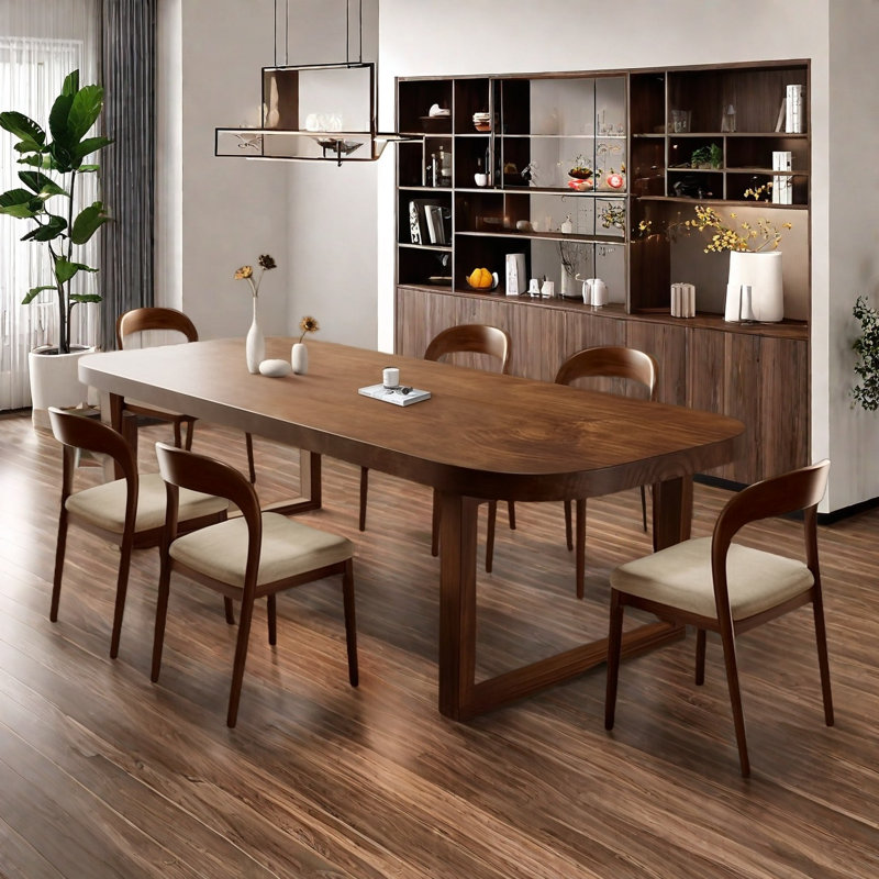 Table de salle à manger rectangulaire en bois massif brun, H 29,53 po x L 27,56 po x l 63 po