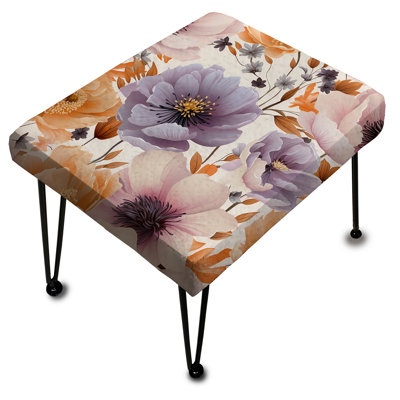 Fleur de jardin mauve et beige - repose-pieds rectangulaire botanique