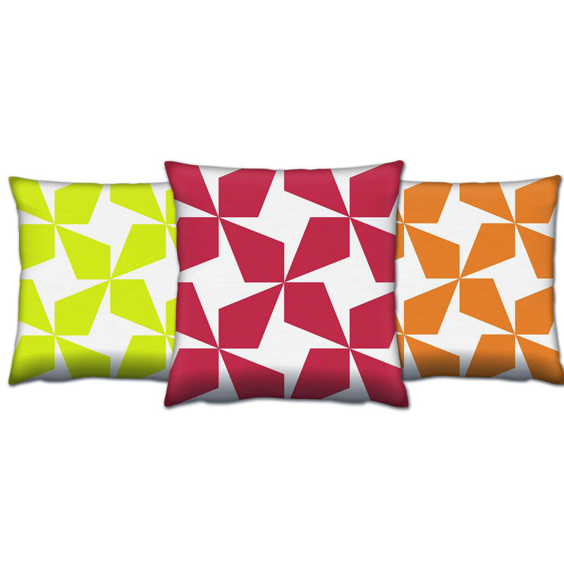 Geometric Cotton Blend Outdoor Throw Pillow