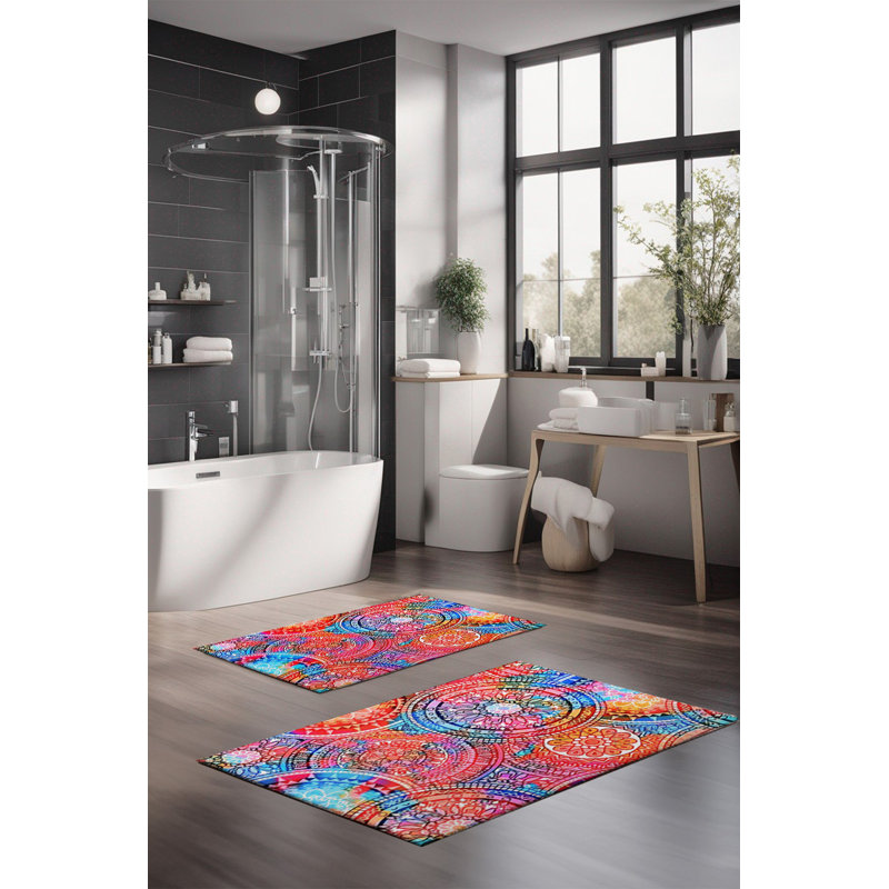 Eakly Luxury Bathmat Set (2 Pieces), 100% Polyester, 16.0 x 23.6 inches & 23.6 x 39.4 inches | Non-Slip Antibacterial Design, 0.3 in Pile Height | Machine Washable, Durable & Easy to Clean | Ideal for Bathroom Décor