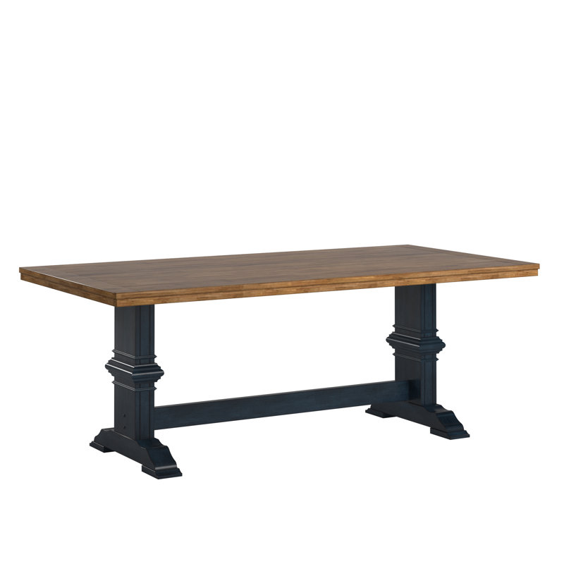 Fortville Solid Wood Dining Table, Antique Denim