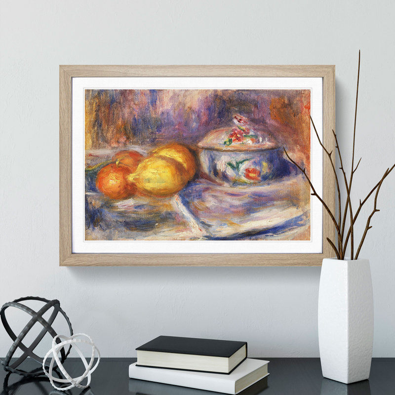 Still Life with Fruits Vol.1 by Pierre-Auguste Renoir - Picture Frame Painting, 36cm H x 48cm W x 2cm D, Oak Framed