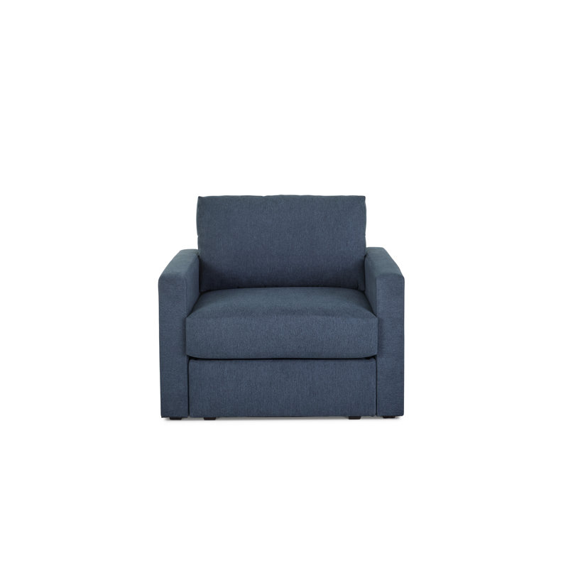 Flex 49" Polyester Modular Wide Arm Armchair, 37" H x 41" W x 38" D, Blue Polyester Blend