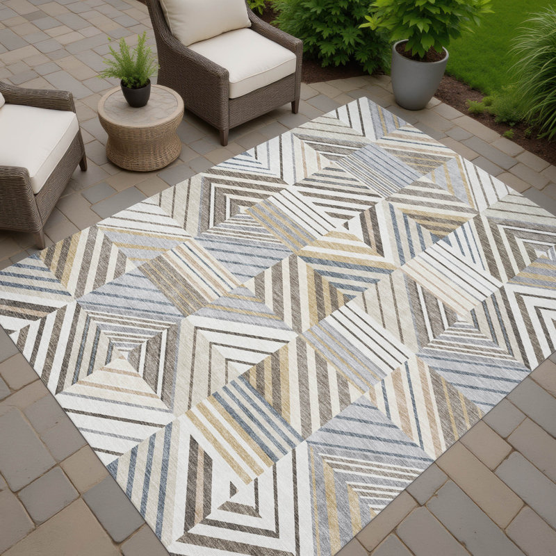 Machine Washable Indoor/Outdoor Lanphear ACN2399 Patchwork Rug, Rectangle 8' x 10'