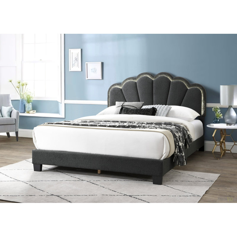 Mobilier de chambre à coucher double avec lit plateforme, Gris anthracite