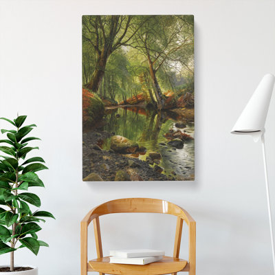 A Woodland Stream by Peder Mork Monsted - Wrapped Canvas