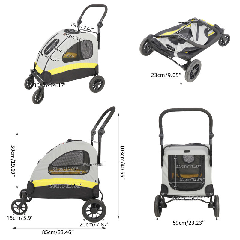 Foldable Pet Stroller, 40" H x 22.5" W x 30" D