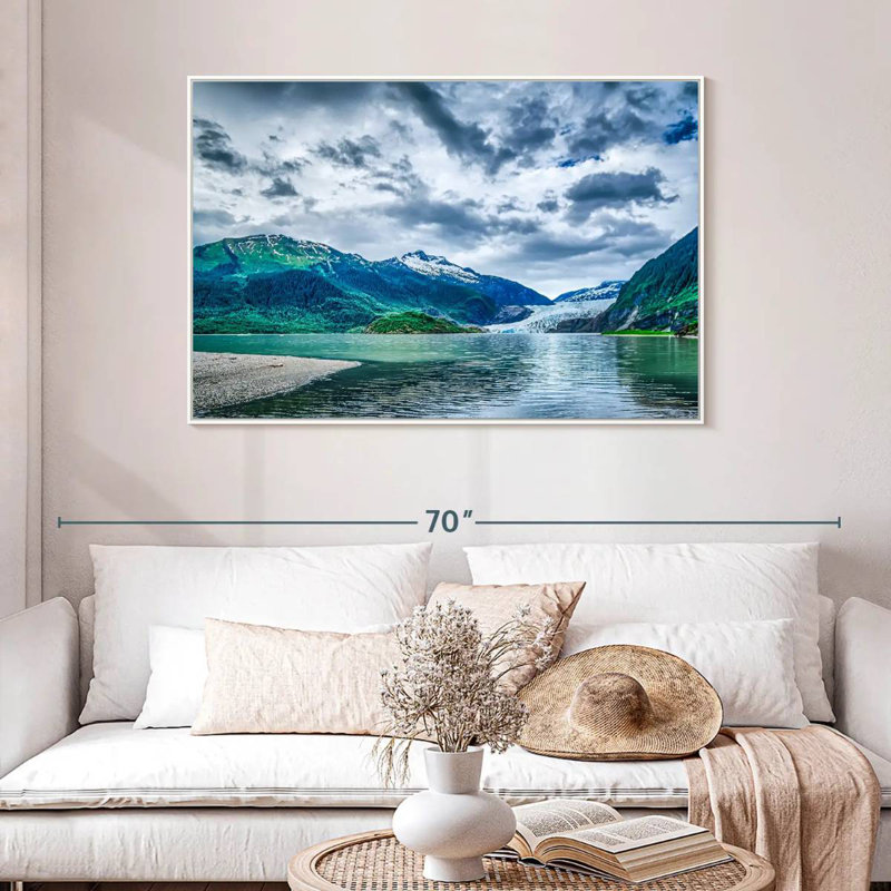 Alaska Mountain Scene, Floating Frame White, 46" X 31"